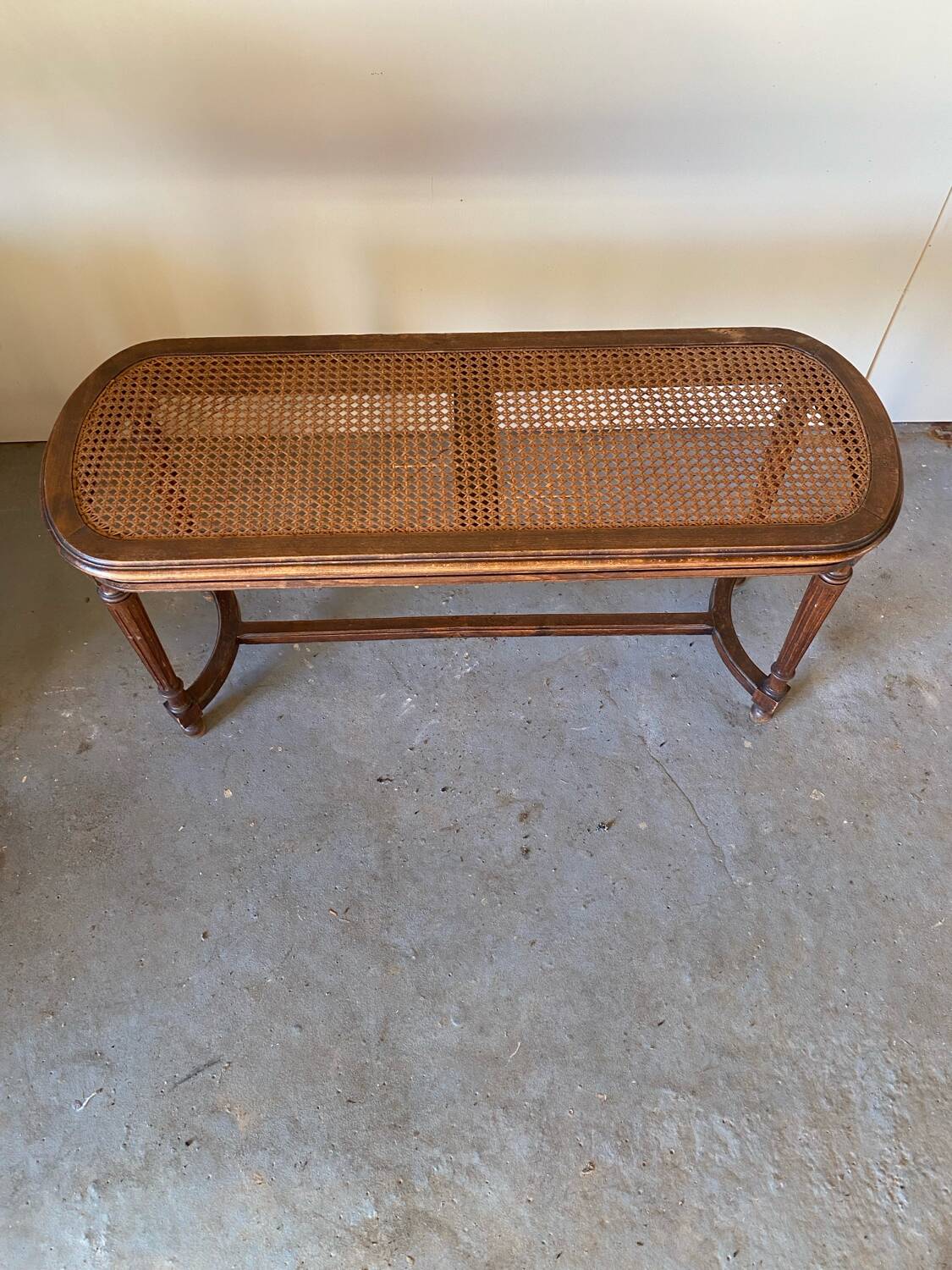 Louis XVI style 2-seater caned piano bench
