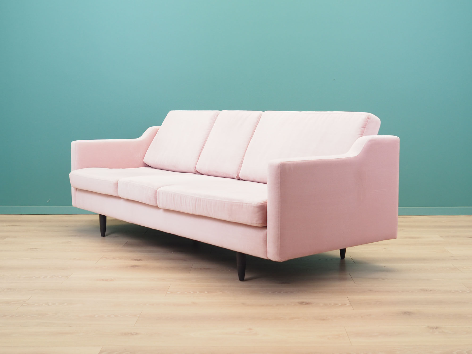 Pink velvet sofa, Danish design, 80's, production: Denmark