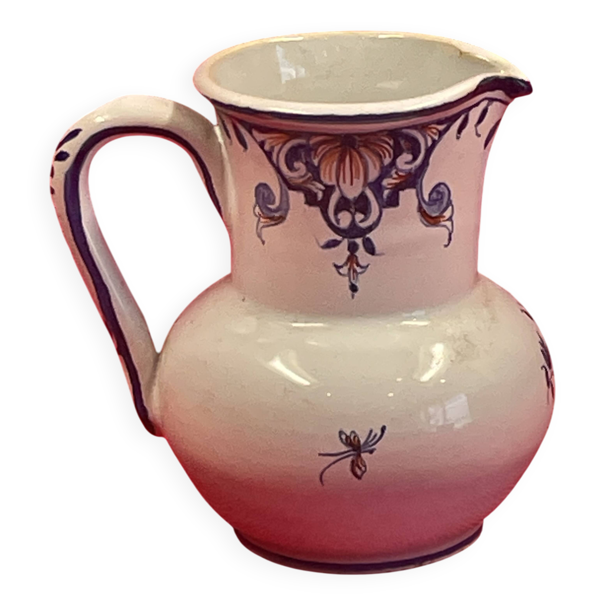 Malicorne Milk Jug, Rouen decor, Emile Tessier, 9 cm