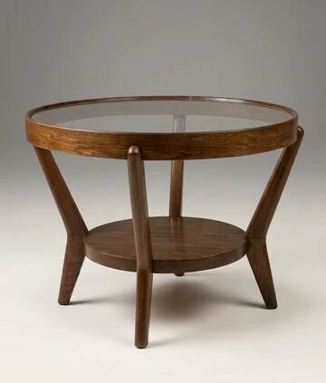 Round coffee table Karel Koželka & Antonín Kropáček 1940s Czechoslovakia