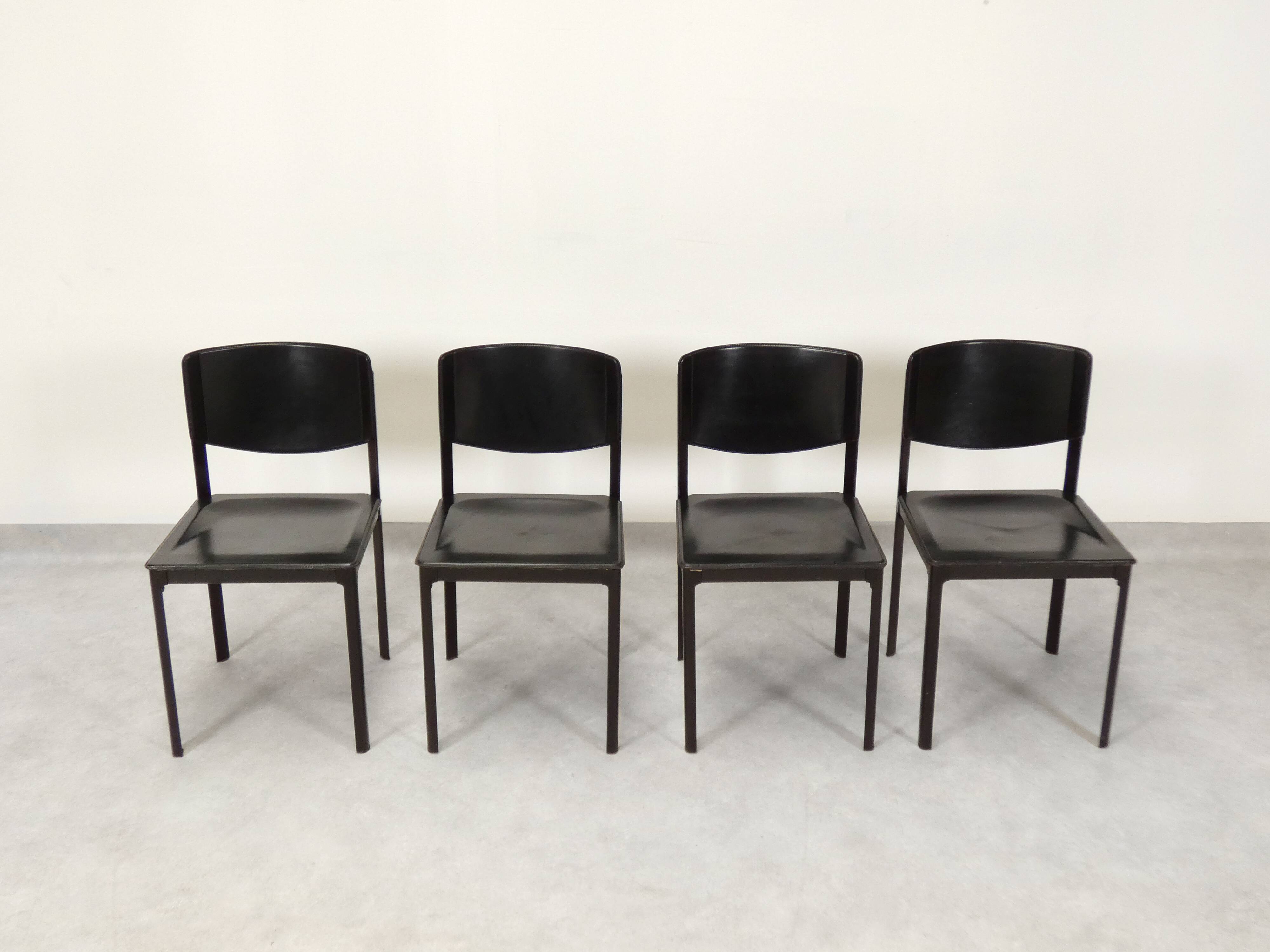 Matteo Grassi black leather dining chairs