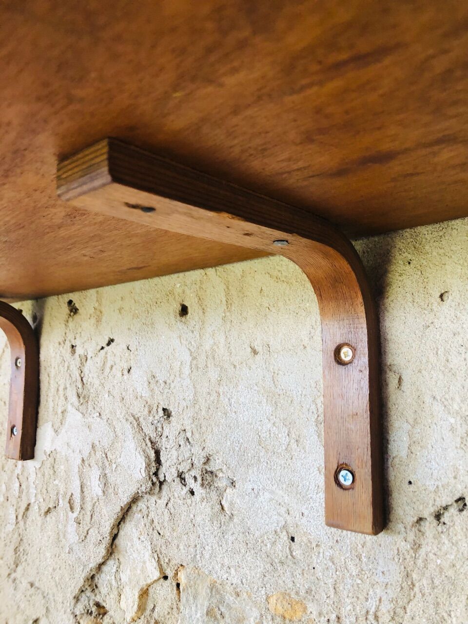 Vintage bent wood wall shelf circa 60