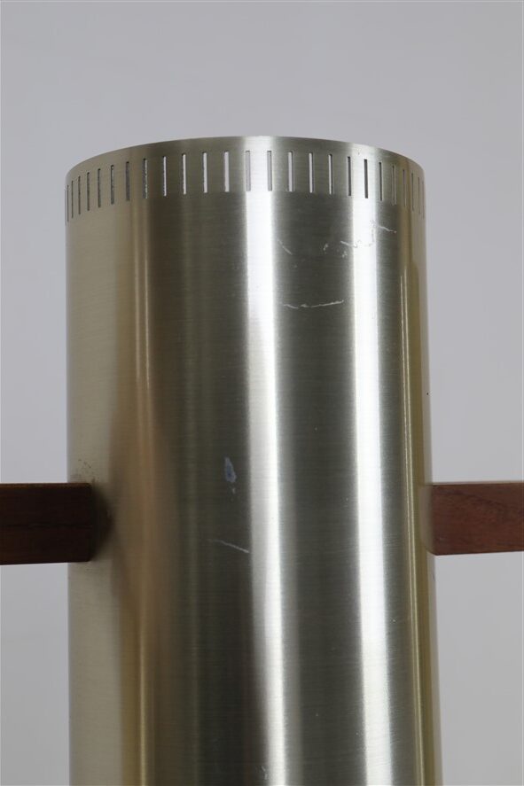 Rare lampe suspendue "Cylinder III" par Jo Hammerborg pour Fog & Mørup / années 1960 / design danois moderne du milieu du siècle / Teck / Laiton