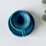 Candle holder in enamelled and signed stoneware