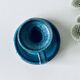 Candle holder in enamelled and signed stoneware