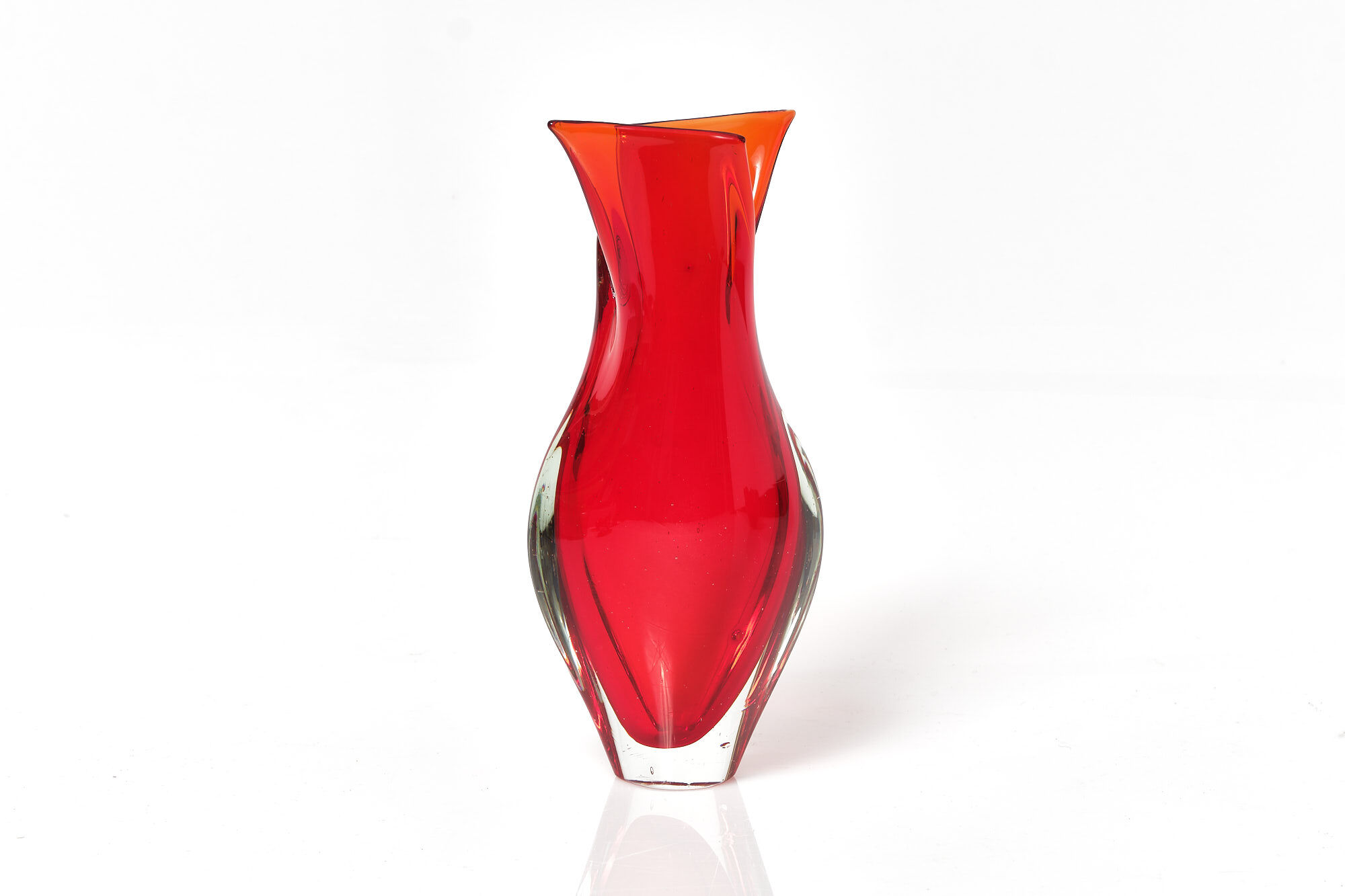 Red vase orange Murano Sommerso Mandruzzato Vintage