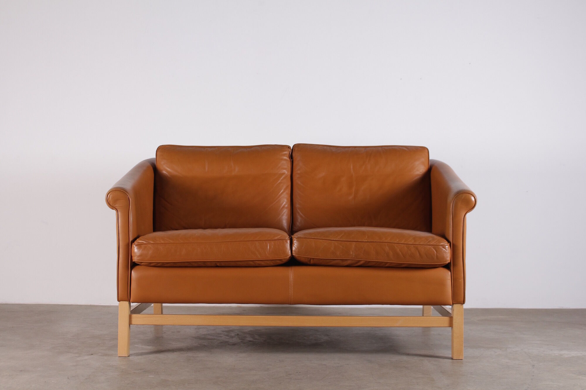 Danish cognac leather sofa