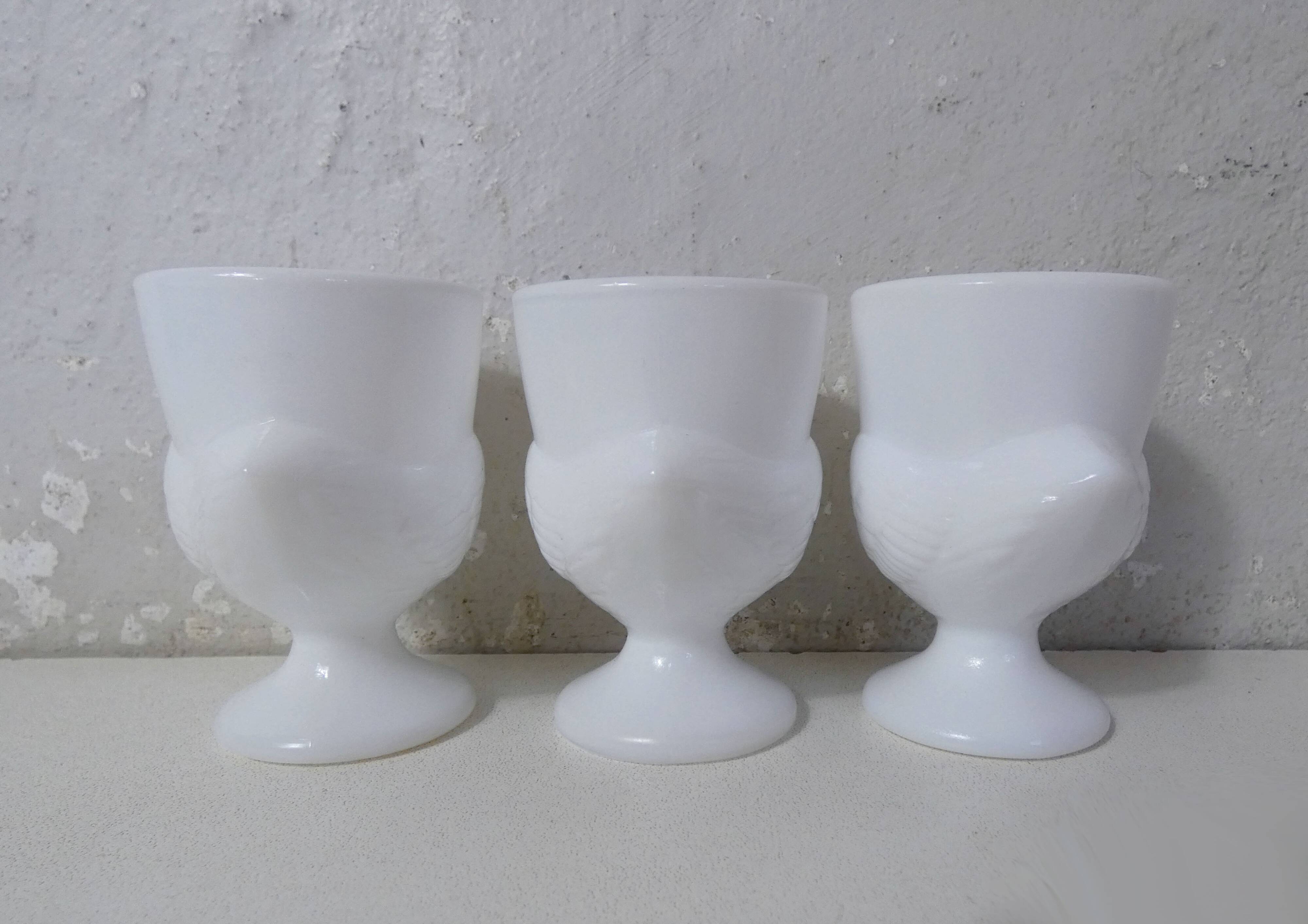 white chicken egg cups