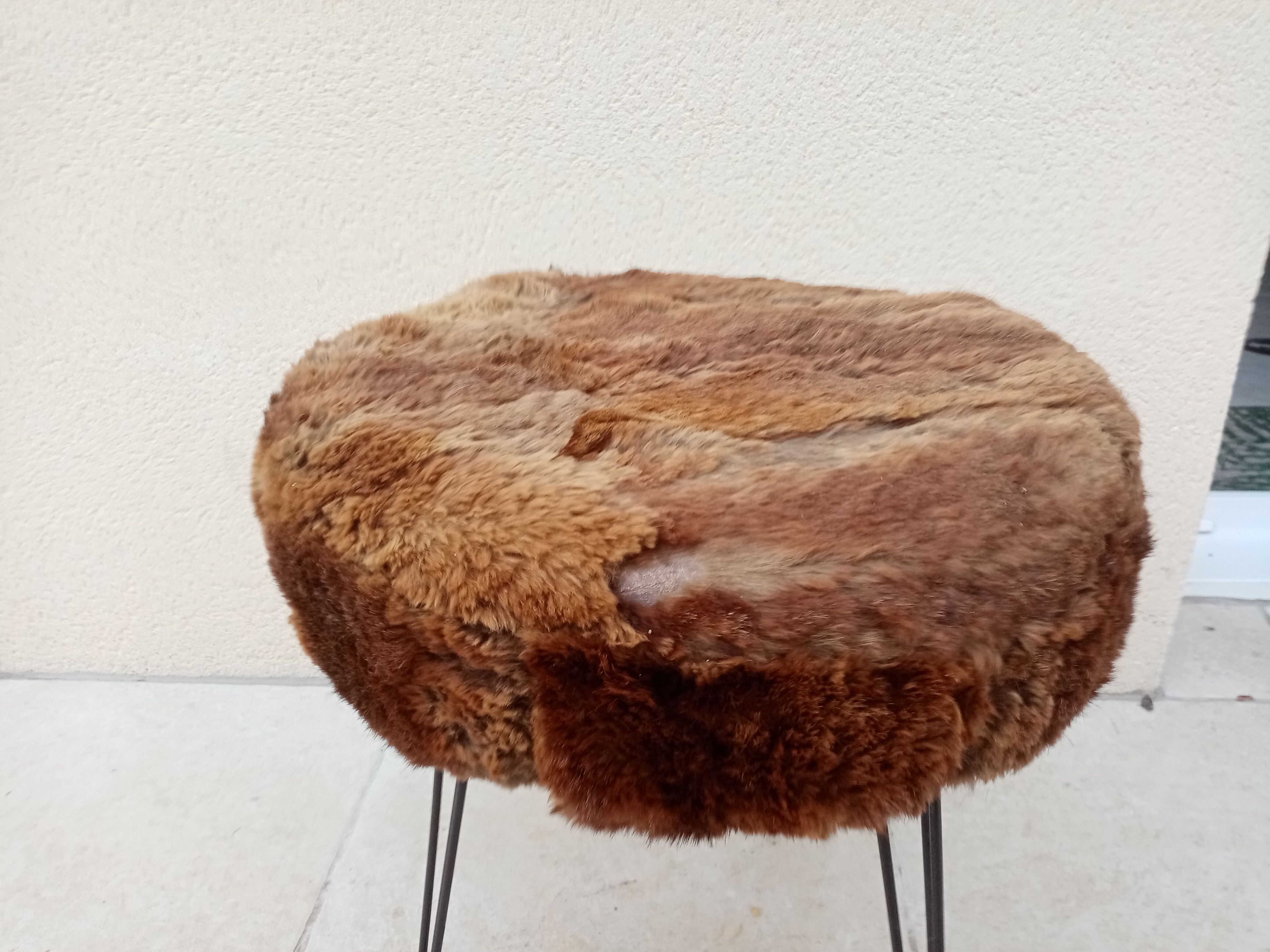 Vintage moumoute stool year 70
