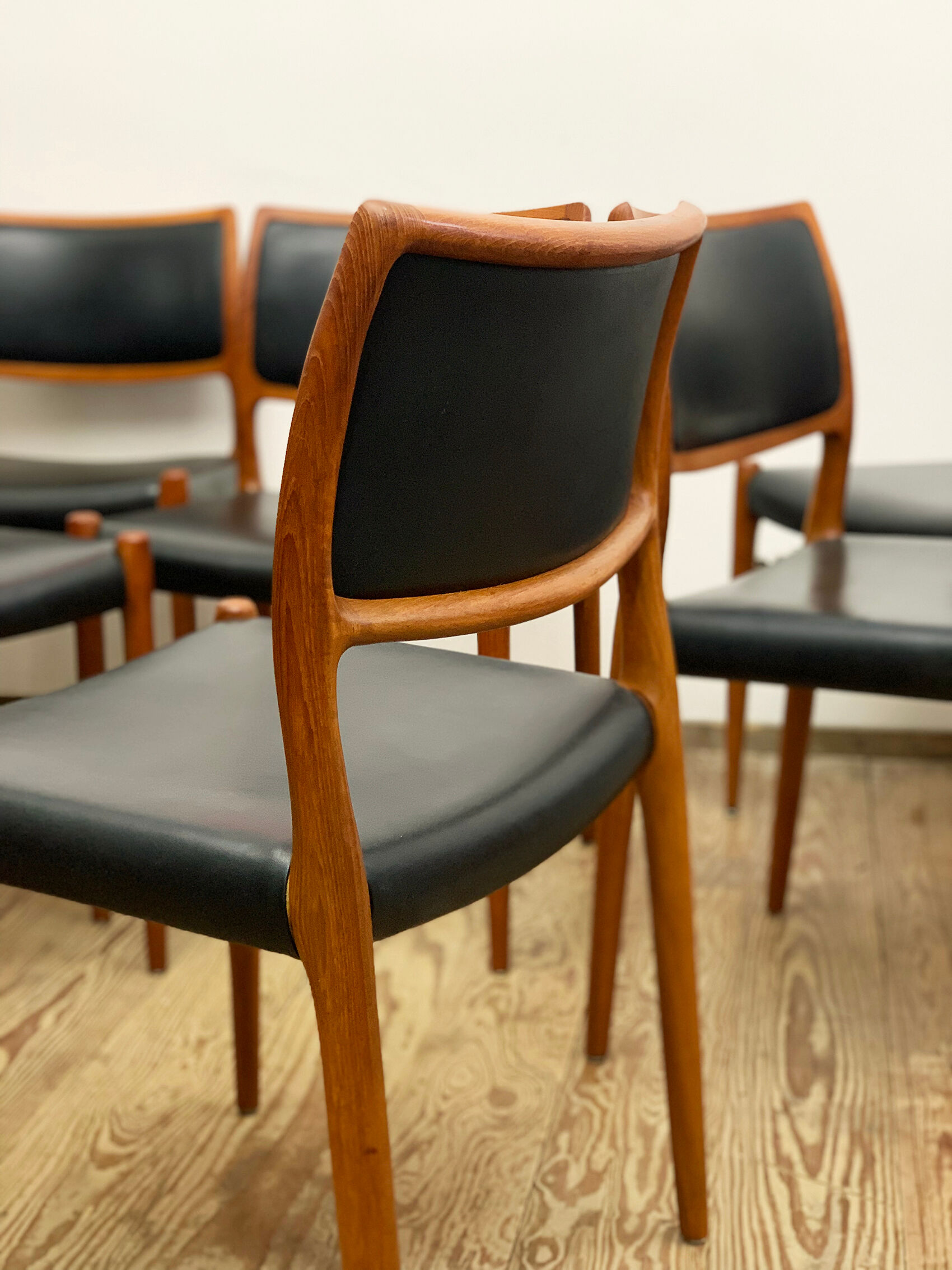 8 Danish Mid-Century Teak Dining Chairs #80 by Niels O. Møller for J. L. Moller, 1960s
