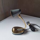 Designer lamp in golden brass & gray lacquer