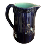 Blue earthenware pitcher