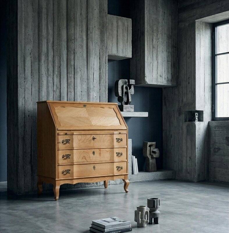 Mid-Century Danish Oak Drop-Front Secretary, 1960s