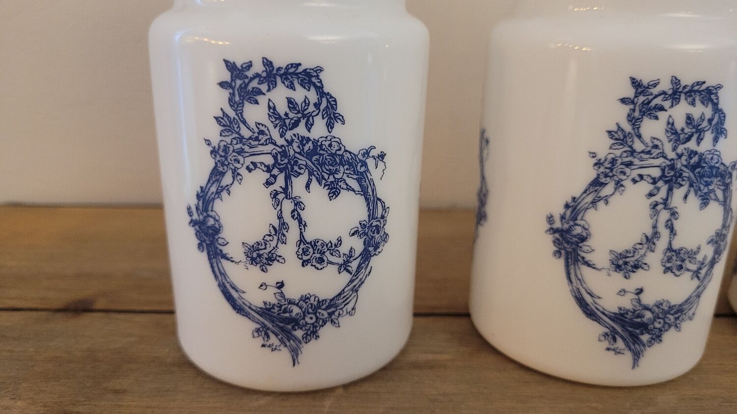 70's opaline spice jars