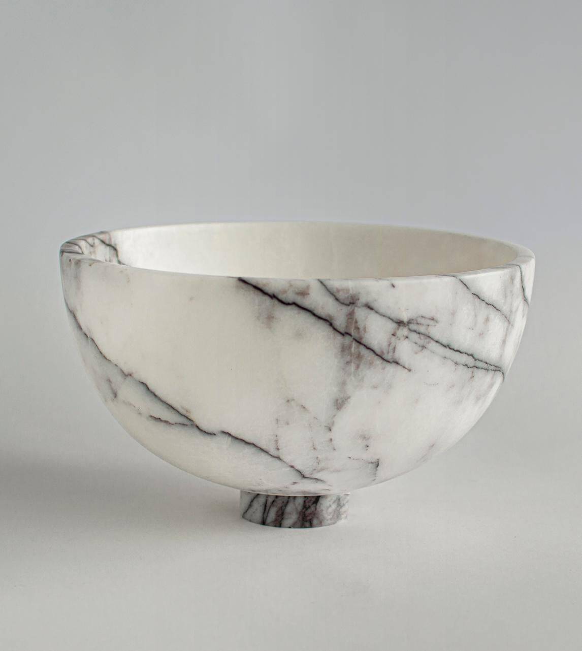 White/lilac marble fruit bowl