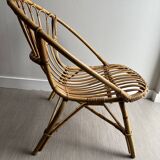 Vintage rattan shell armchairs