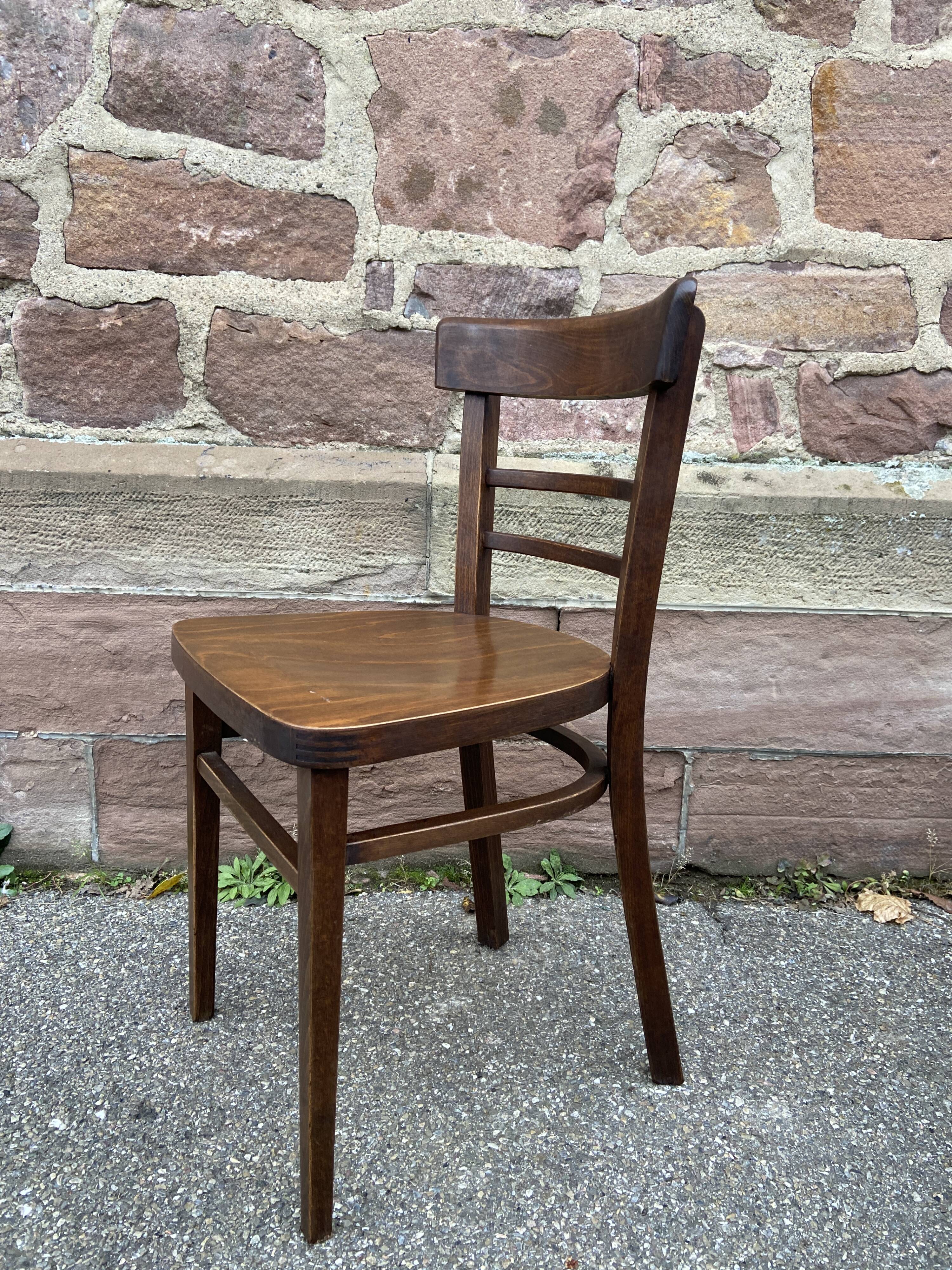 6 Viennese bistro chairs in curved wood, 1960