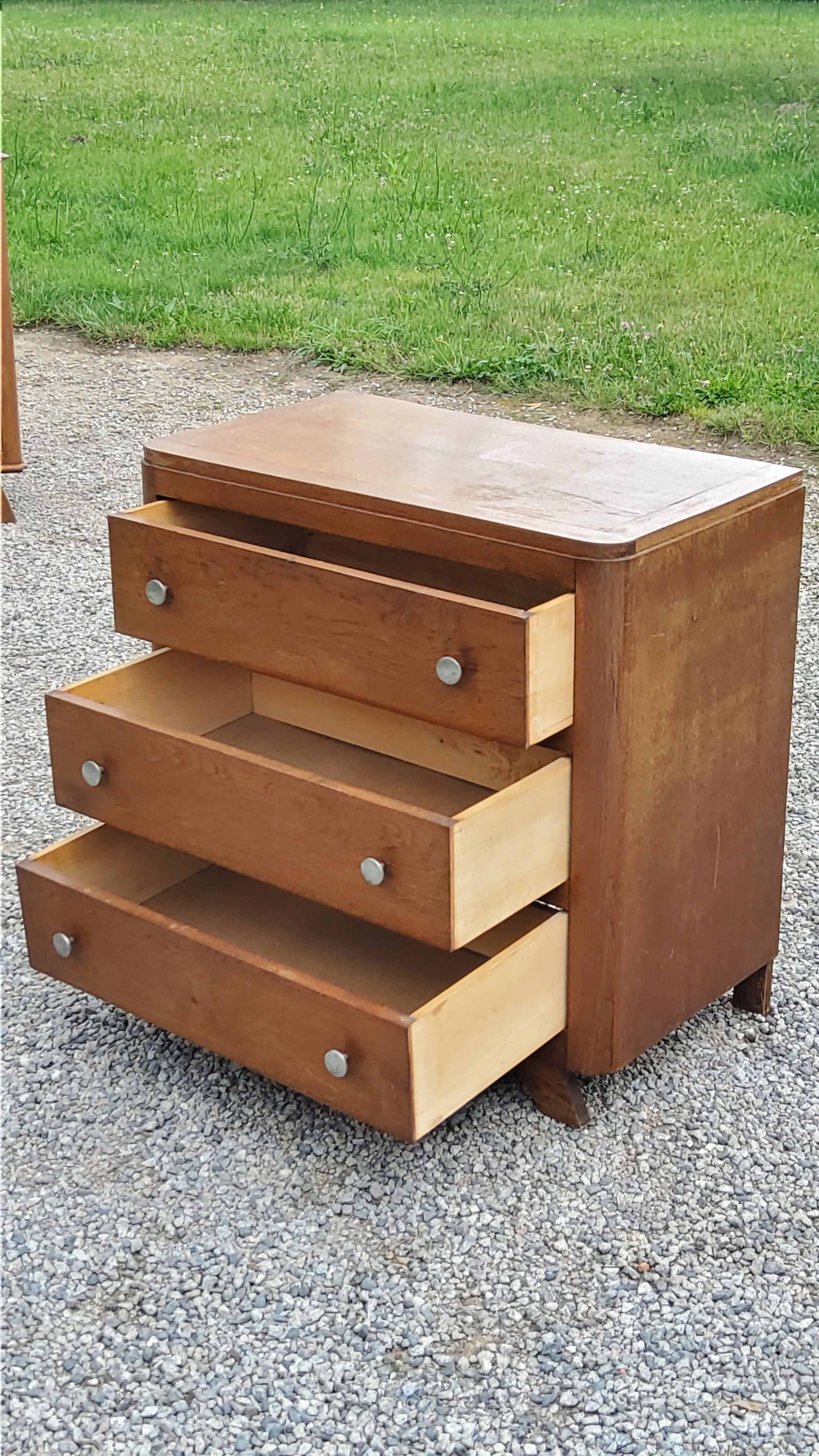 Vintage oak chest of drawers legs compass 3 drawers from the 50s