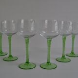 Set of six vintage stemmed glasses, 1960s.