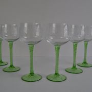 Set of six vintage stemmed glasses, 1960s.