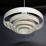Saturn pendant light in satin white lacquered metal
