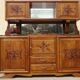 Solid walnut sideboard, moustache legs, black marble top.