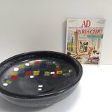 Lacquered Black with Colored Details Ceramic Vide-Poche by Ars Deruta, Ital