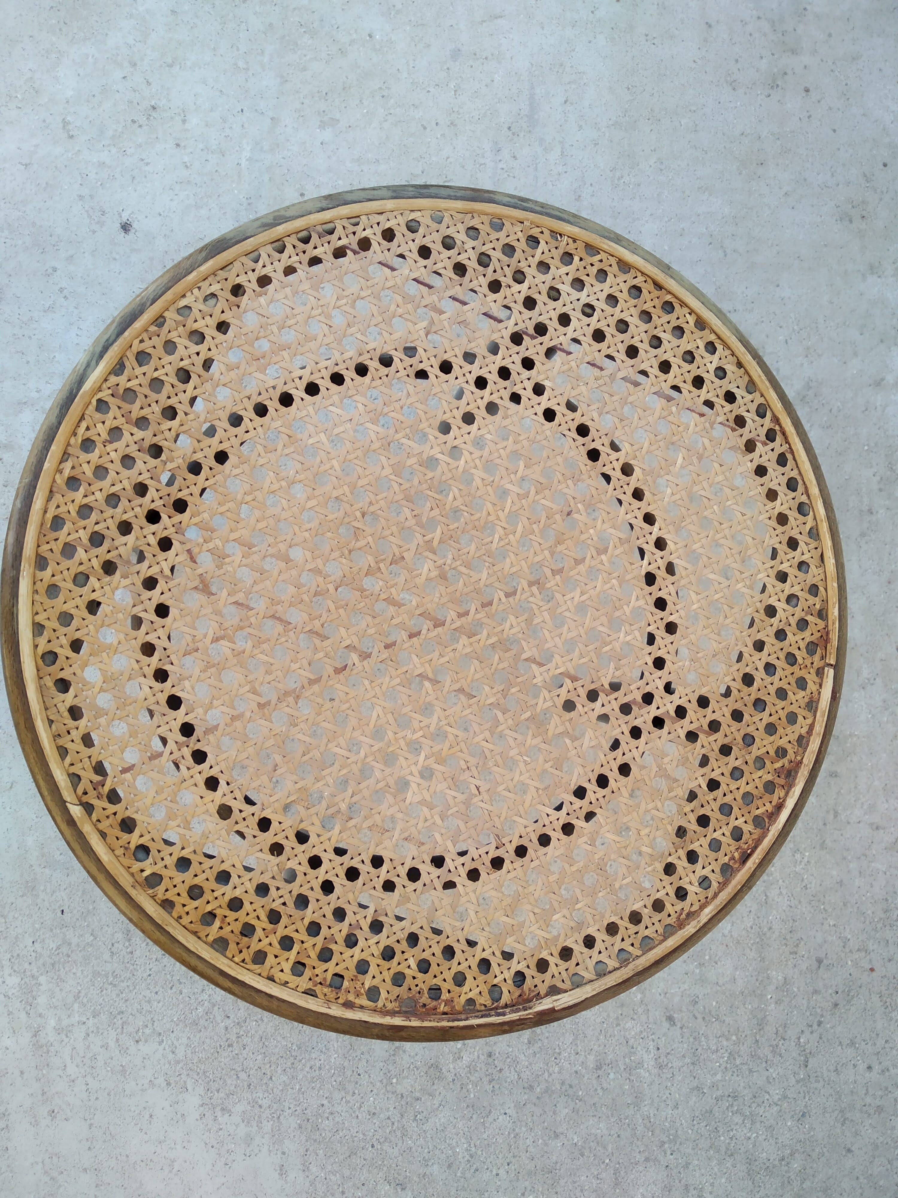 Curved wood cane bistro stool