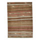 Tapis Kilim antique marron délavé 5x7, 136x195 cm, en laine nouée à la main