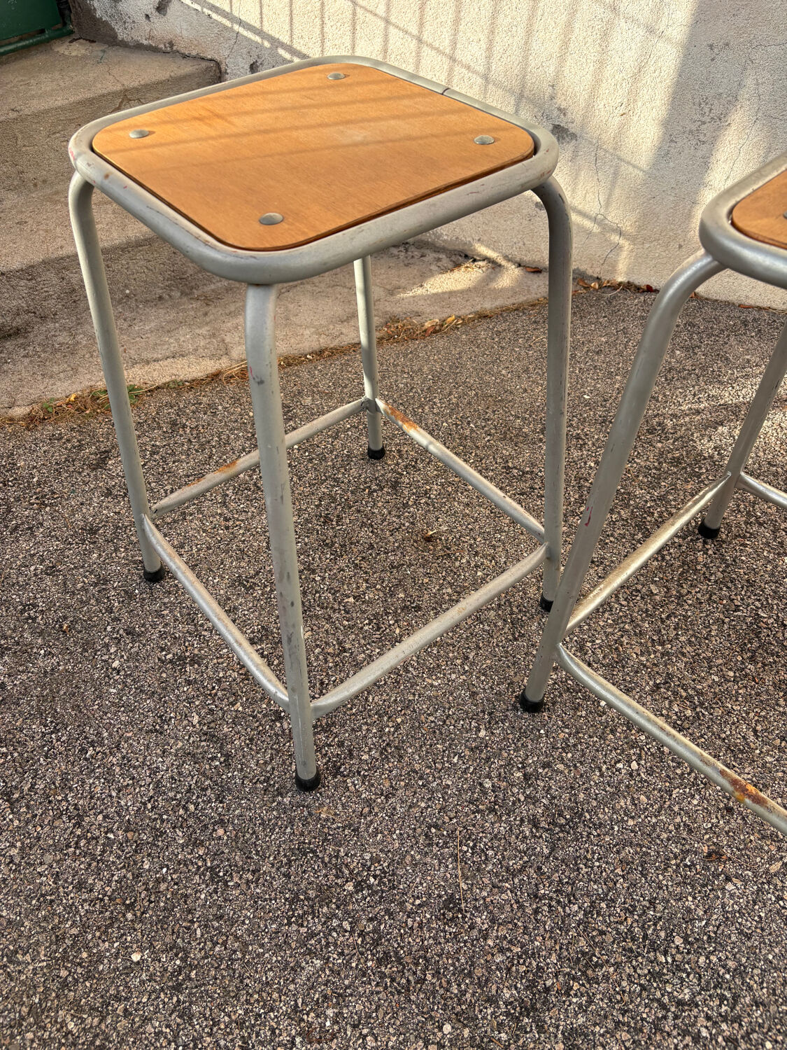 Duo gray industrial stools
