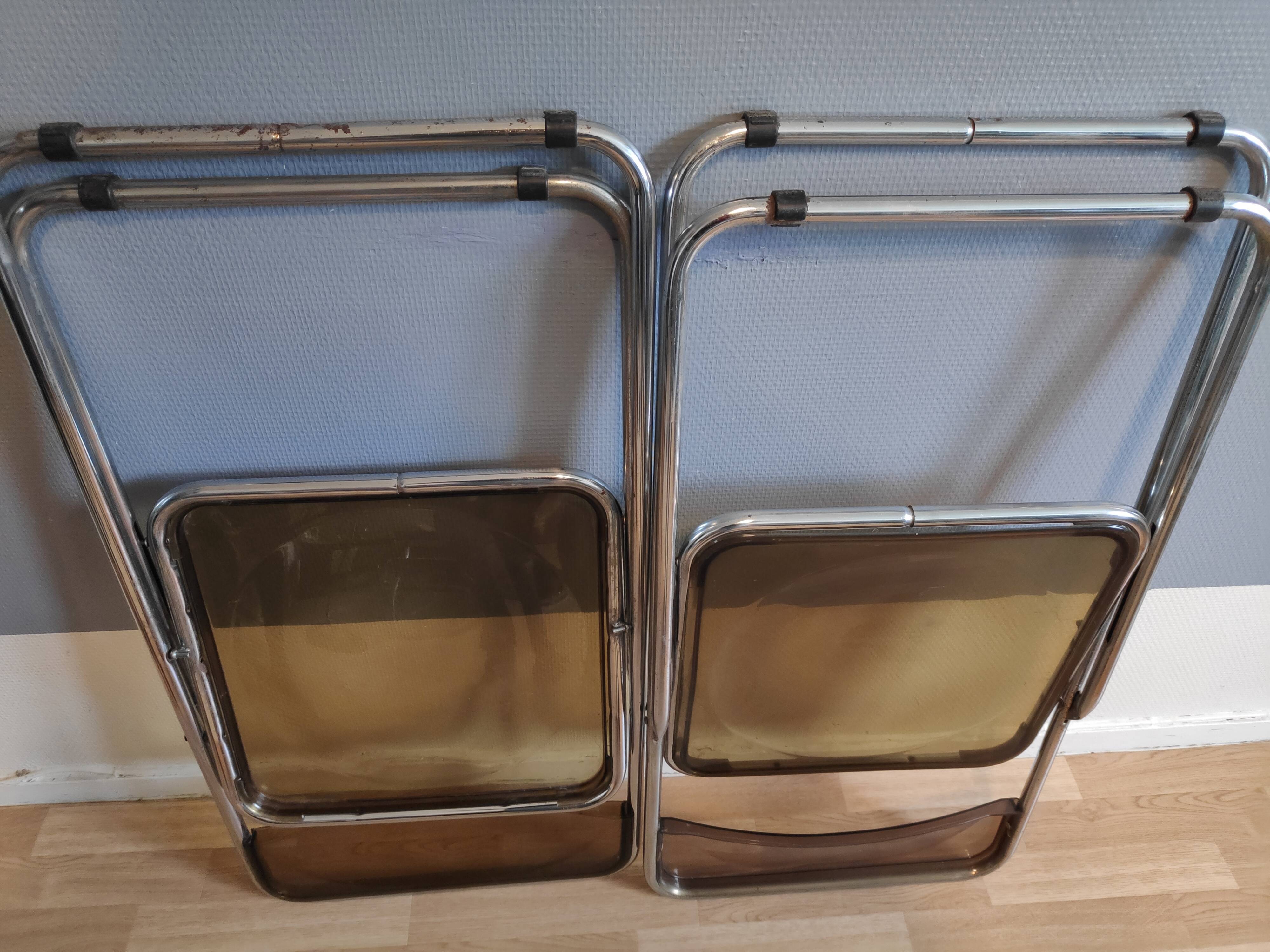 Plexi folding chairs smoked brown and chrome metal structure