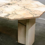 Blush pink octagonal Italian marble dining table 1970s - Italian stone dining table