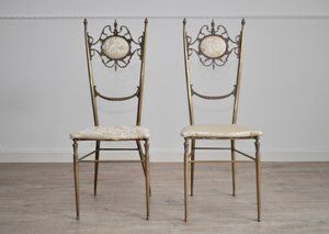 Hollywood regency chiavarine side chairs, 1950s, set of 2