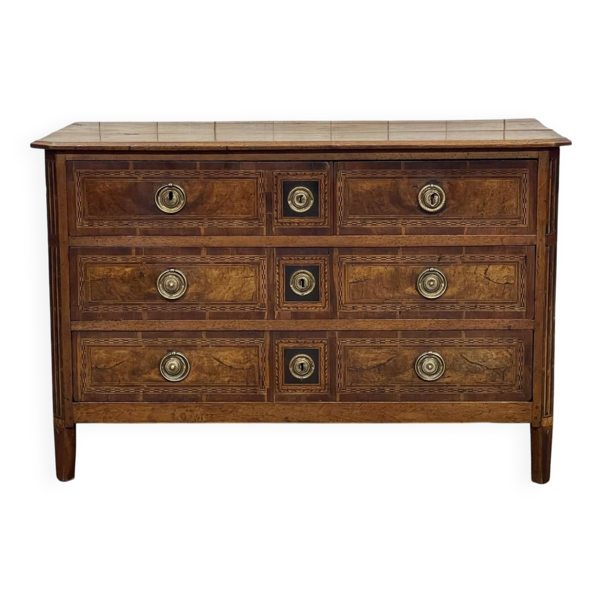 Louis XVI period chest of drawers in walnut, oak and fir, 18th century