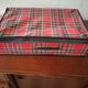 Suitcase old Scottish fabric red 1960/1970