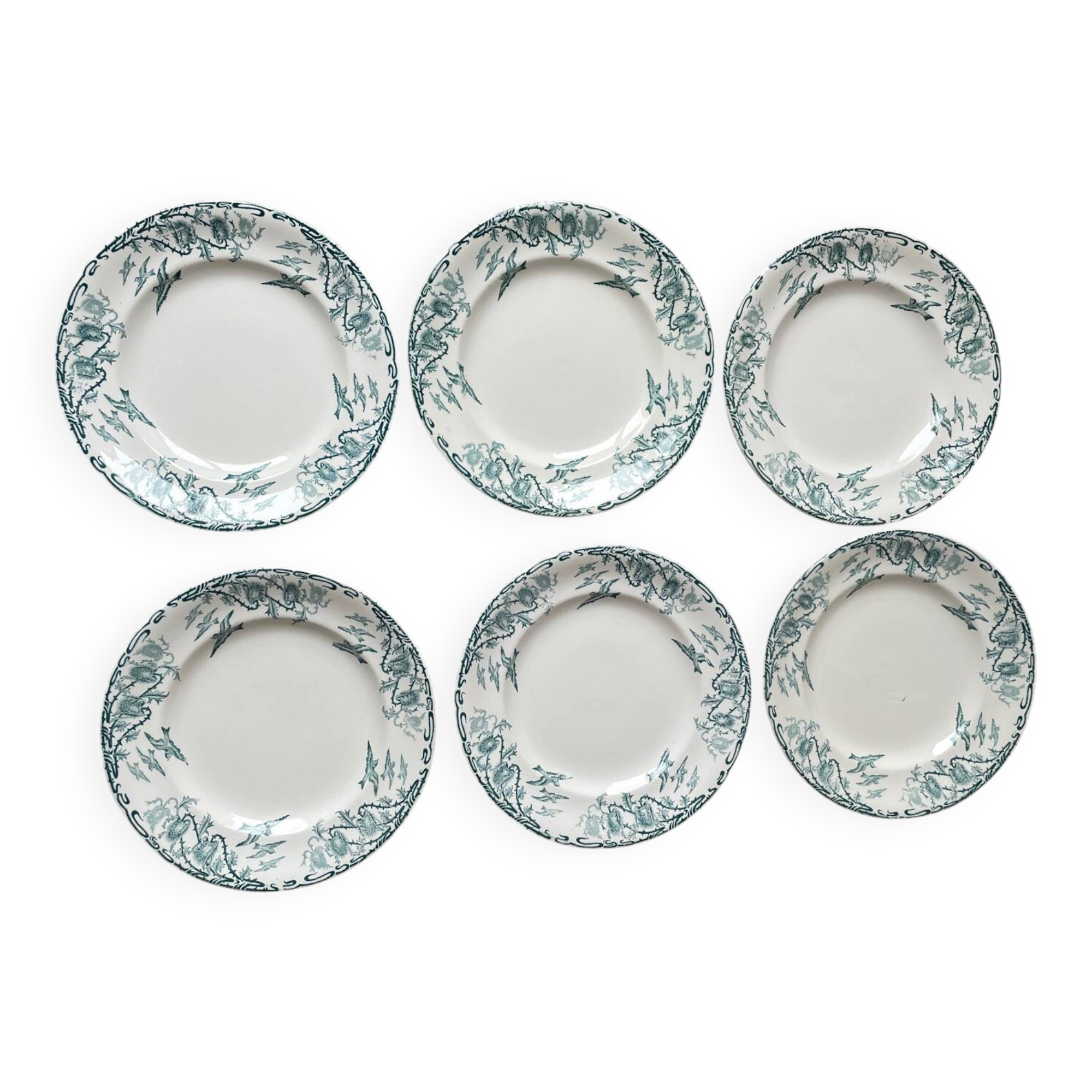 6 Longwy Ironstone Flat Plates, Richelieu Pattern