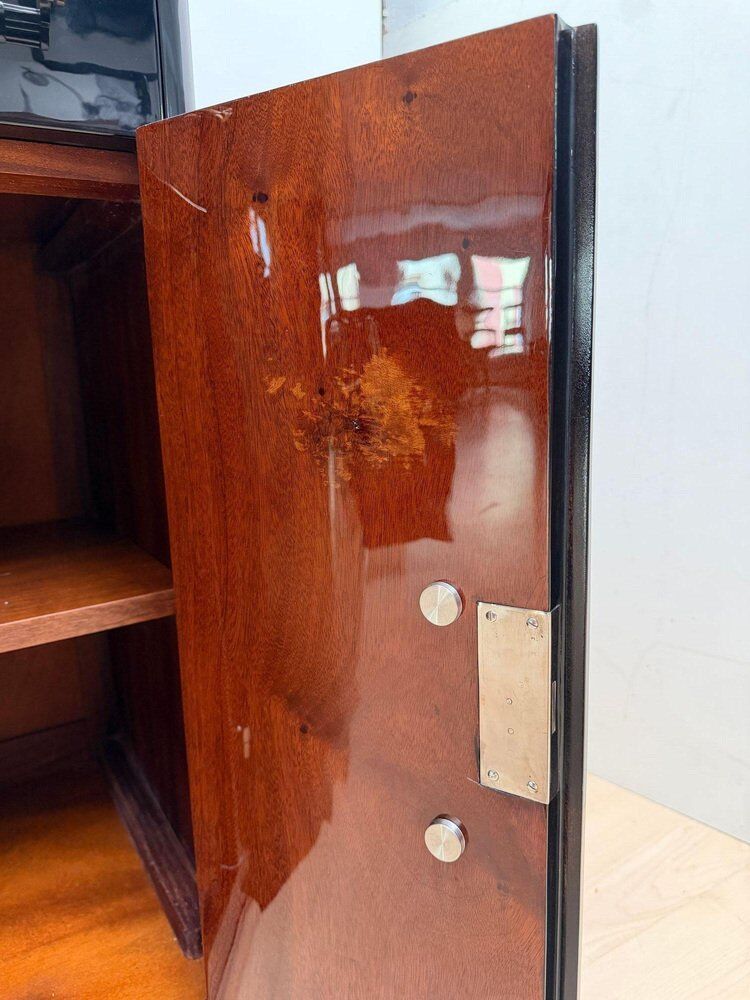 Art Deco sideboard in black lacquer, nickel, marble and mahogany, 1930s