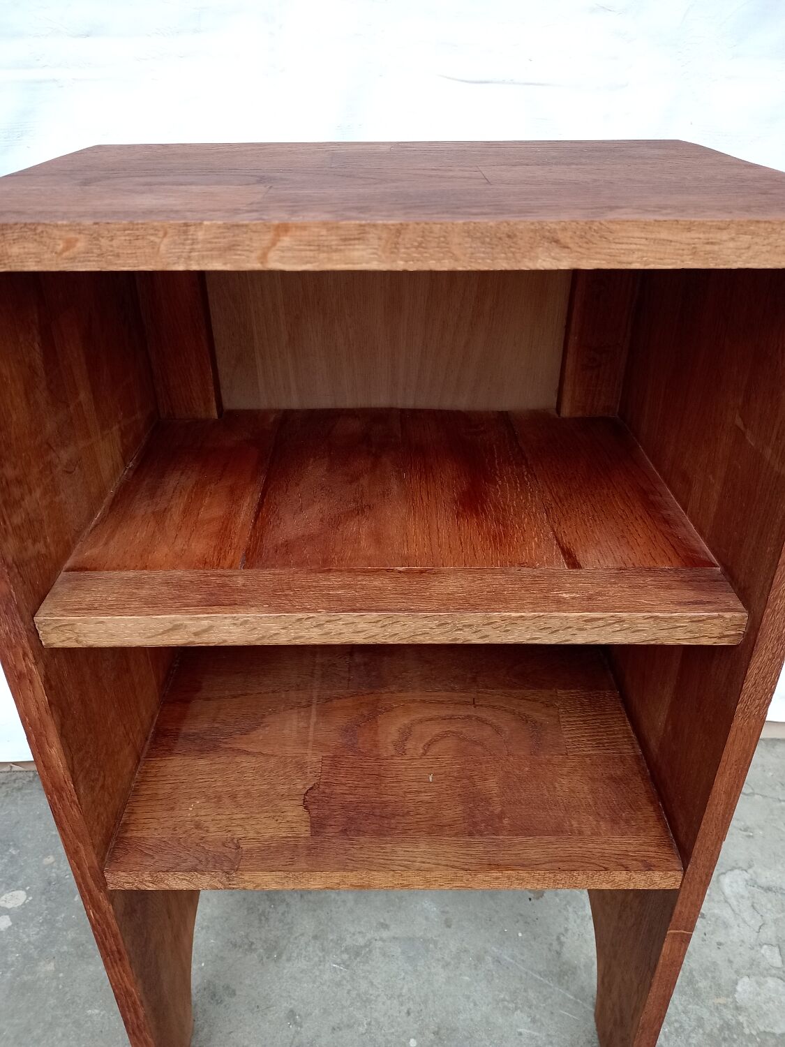 Bedside table in wooden slats