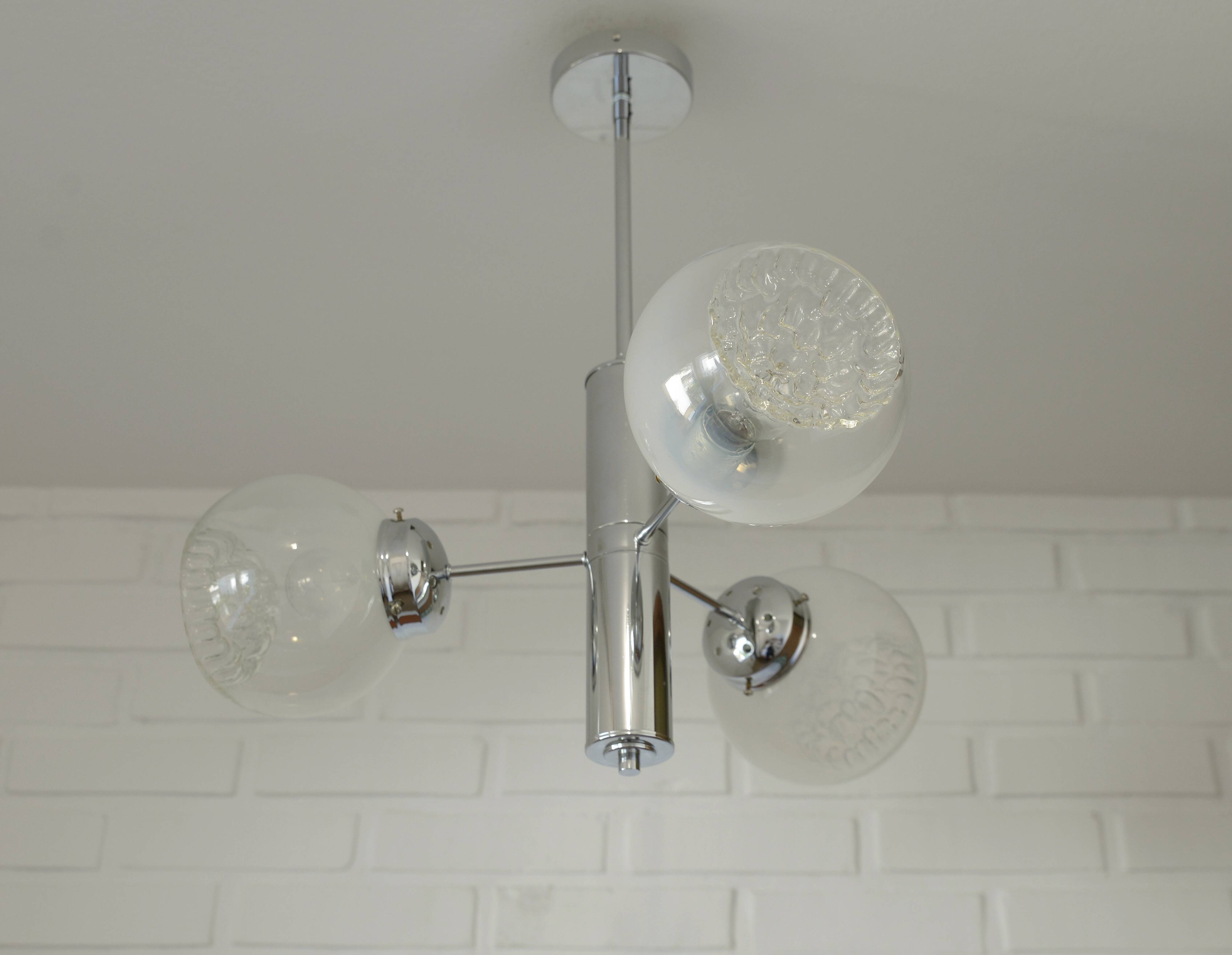 Vintage Murano Glass Pendant Lamp / Mazzega Sputnik Chandelier 1970's