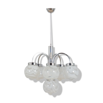 Italian murano 2-color glass shades chandelier in the style of mazzega, 1970s