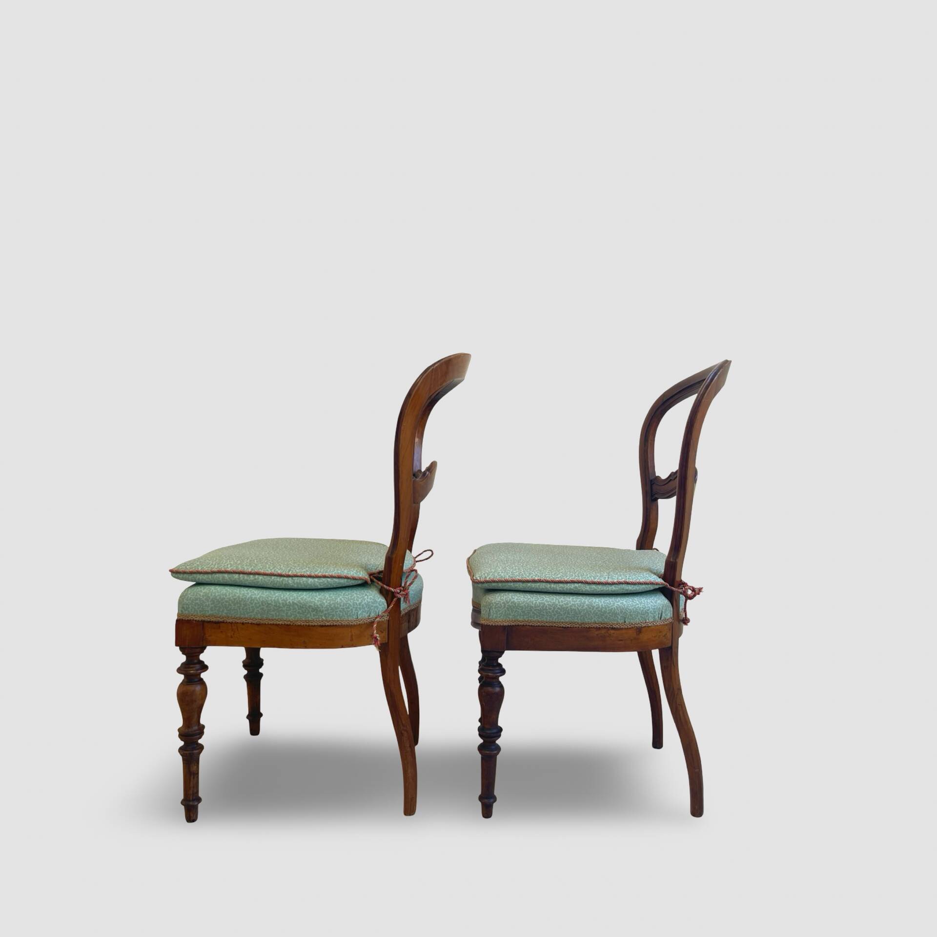 Antique Victorian era ballon back chairs and stool