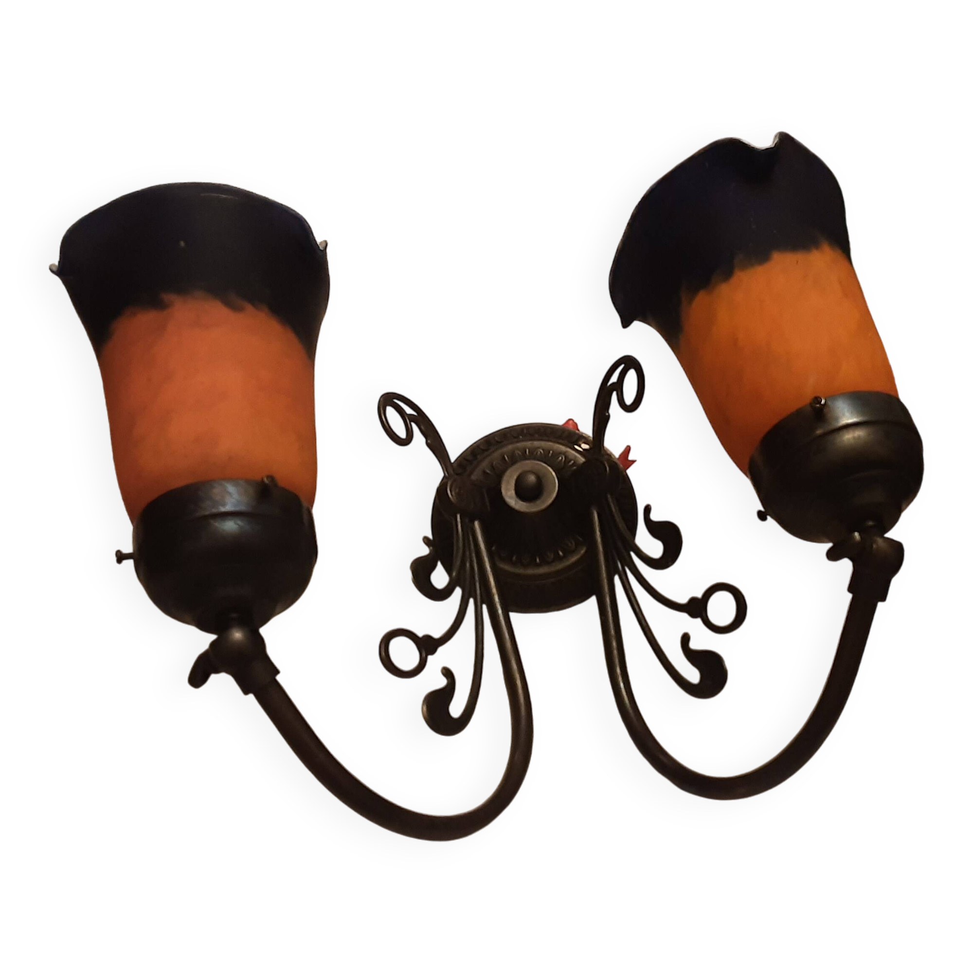 Wall lamp 2 tulips glass pate