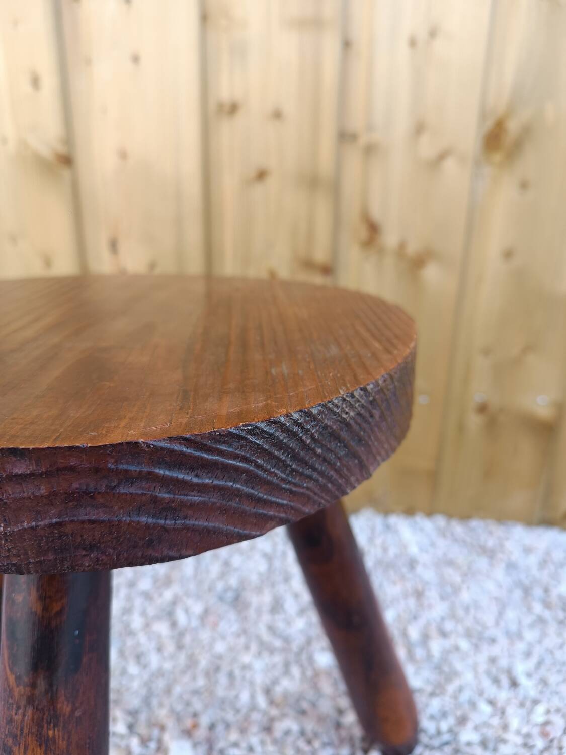 Solid wood tripod stool