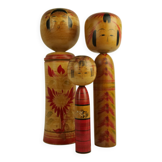 Set of 3 KOKESHI dolls (large size)