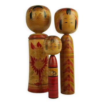 Set of 3 KOKESHI dolls (large size)