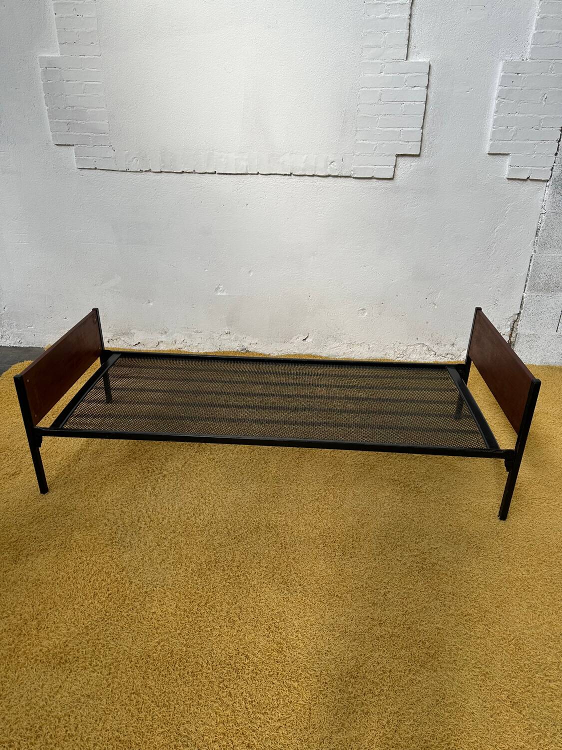 Daybed or Scandinavian single bed with teak veneer.