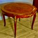 Round table style louis xv, marquetry of rosewood, possibility of extensions.