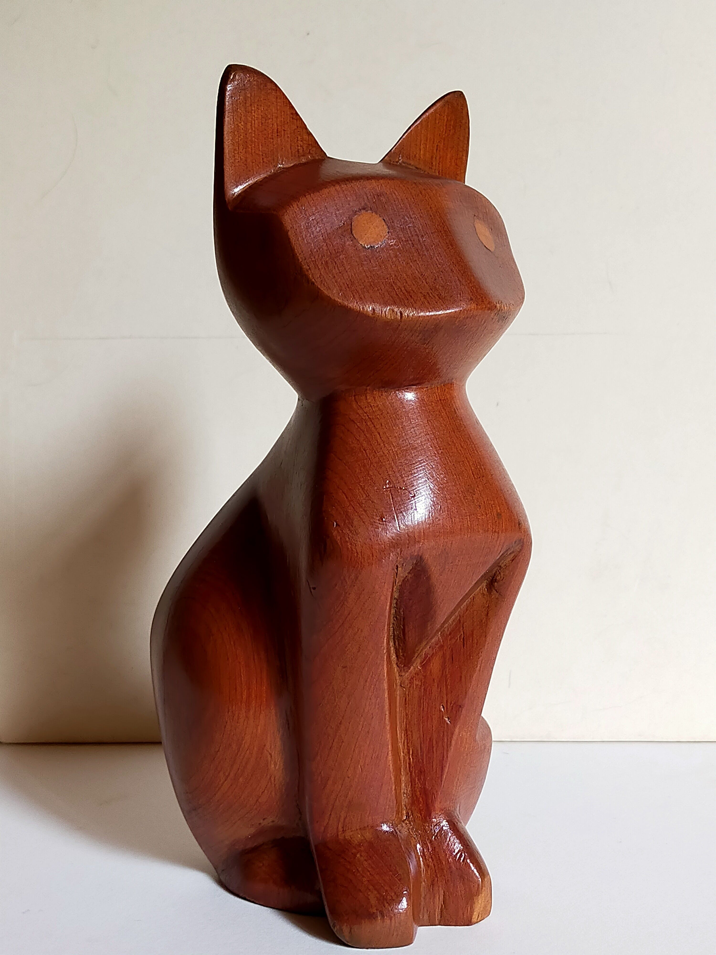 Scandinavian cat in vintage solid wood
