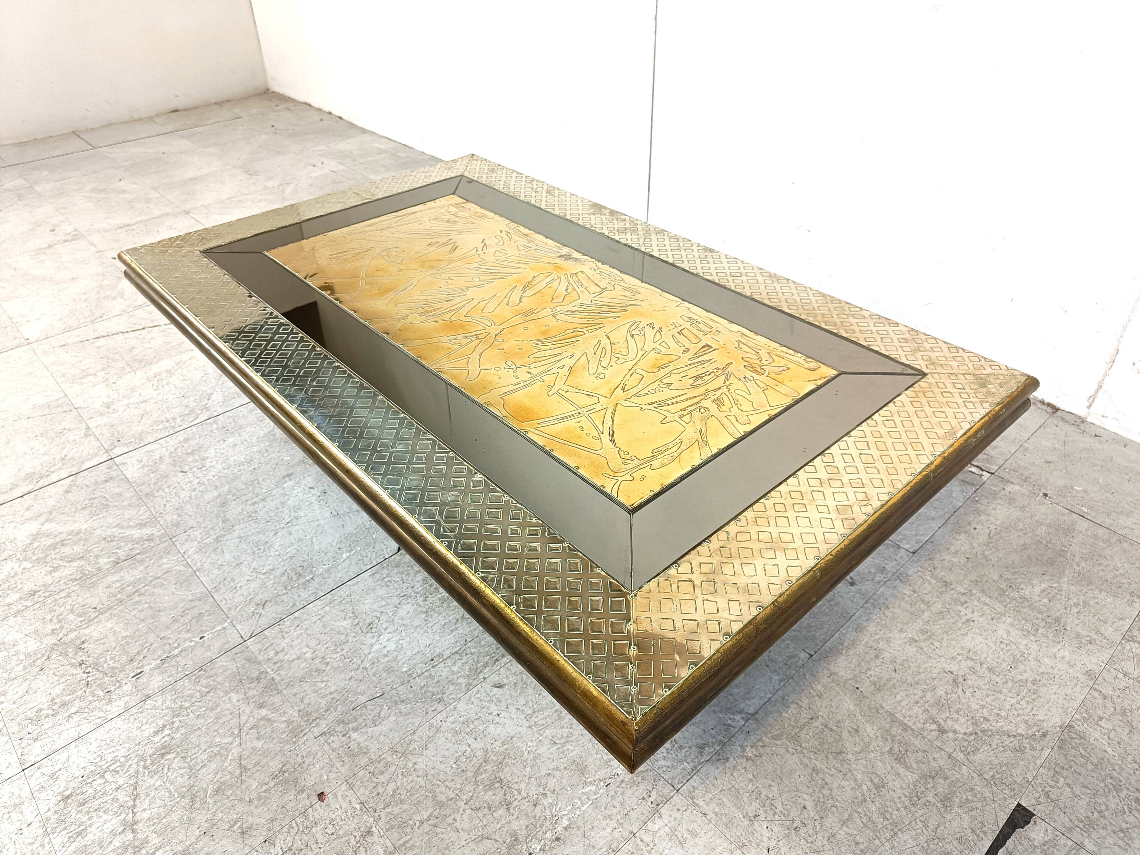 Table basse vintage en laiton par Rodolfo Dubarry, 1970