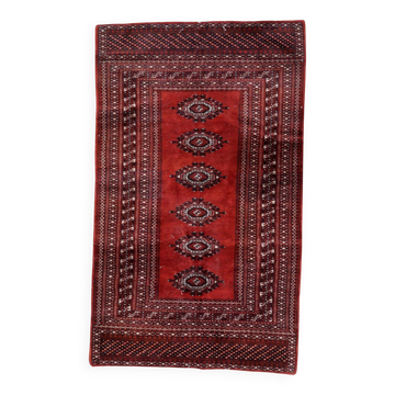 Handmade vintage Uzbek Bukhara rug 91cm x 155cm, 1950s